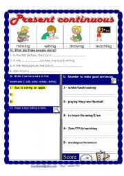 English Worksheet: Present continuous tense. Testing