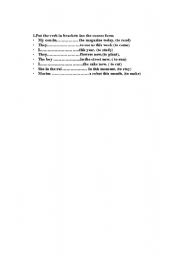 English worksheet: Fill in the correct form