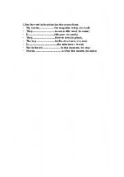 English Worksheet: Fill in the correct form