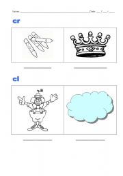 English worksheet: cr and cl - write words