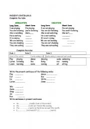 English worksheet: PRESENT CONTINUOUS