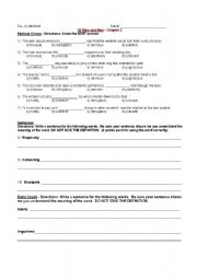 English worksheet: Of Mice and Men - Chapters 3 and 4 Vocabulary Test
