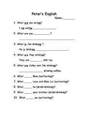 English worksheet: What are you eating? What are you drinking?