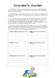 English Worksheet: GRANDMAS GARDEN