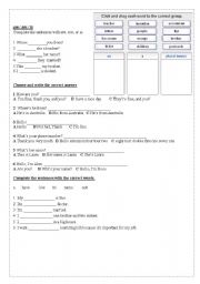English Worksheet: COMPLETE WITH A / AN, DIALOGUE