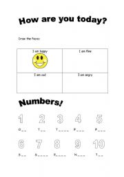 English worksheet: Feelings and numbers