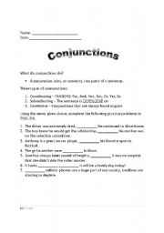 English Worksheet: Conjunctions