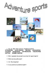 English Worksheet: Adventure sports