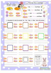 English Worksheet: Demonstratives with colors Activity Sheet 1