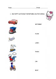English Worksheet: MEANS OF TRANSPORT