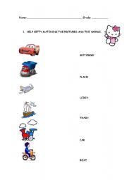 English worksheet: MEANS OF TRANSPORT