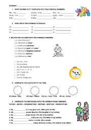 English Worksheet: NUMBERS, TIME AND FAMILY REVIEW