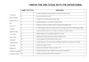 English Worksheet: JOBS AND DEFINITIONS