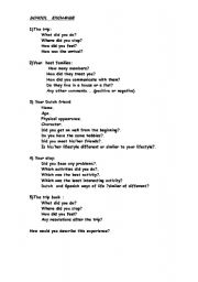 English worksheet: Questions after a school exchange