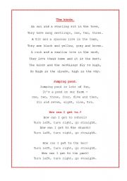 English Worksheet: Songs and rhymes for kids