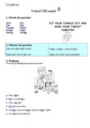 English worksheet: Voiced TH Sound Training