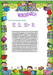 English Worksheet: SCHOOL OBJECTS WORDSEARCH