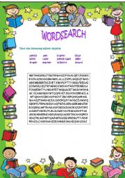 SCHOOL OBJECTS WORDSEARCH