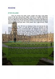 English Worksheet: READING ABOUT DIFFERENT SCHOOLS IN UK