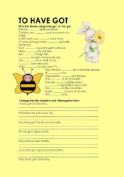 English Worksheet: TO HAVE GOT