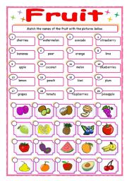 English Worksheet: Fruit - matching
