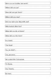 English worksheet: Past Simple Question/Answer  activity
