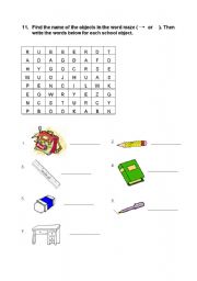 English worksheet: School objects