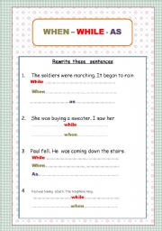 English worksheet: Clauses of time-when, while, as