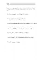 English Worksheet: correct the mistakes