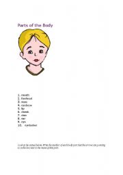 English Worksheet: Parts of the body