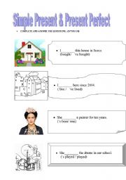 English worksheet: Simple present &Present Perfect