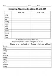 English Worksheet: comparing adjectives