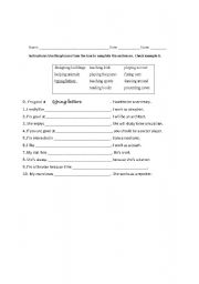 English worksheet: Gerund Phrases Quiz