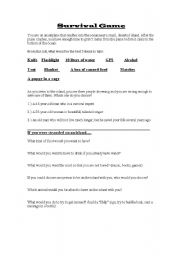 English Worksheet: Survival Game