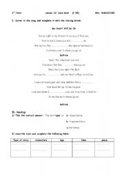 English Worksheet: lesson- 12 (1st form)