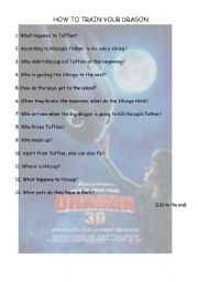 English worksheet: how to train your dragon third session