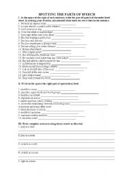 English worksheet: Parts of Speech