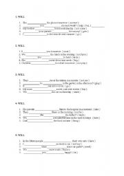 English Worksheet: will future