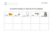 English worksheet: We identify  materials