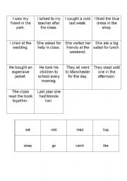 English worksheet: past simple bingo
