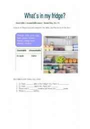 English Worksheet: Whats in my fridge?