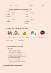 English worksheet: Uncountable/Countable and PRESENT TENSE