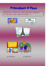English Worksheet: prepositions of place ( IN - ON - AT)