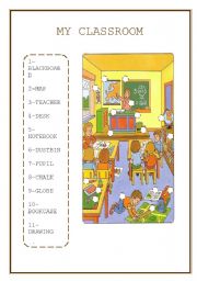 English Worksheet: My Classroom