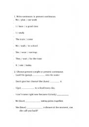 English Worksheet: present continuous