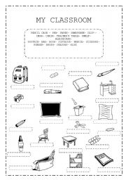 English Worksheet: MY CLASSROOM