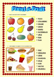 English Worksheet: FOOD & FRUIT