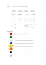 English worksheet: Shapes and colors