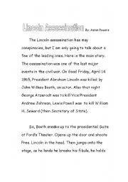 English Worksheet: lincoln assasination example