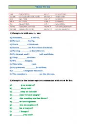 English Worksheet: Exercice Verb To Be